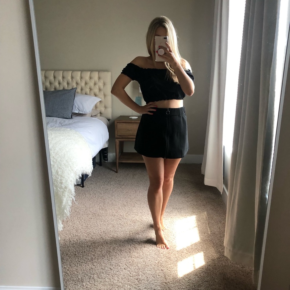 Black Zip Front Skirt